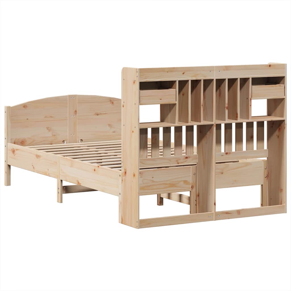 tömör fenyőfa könyvespolcos ágy matrac nélkül 135 x 190 cm