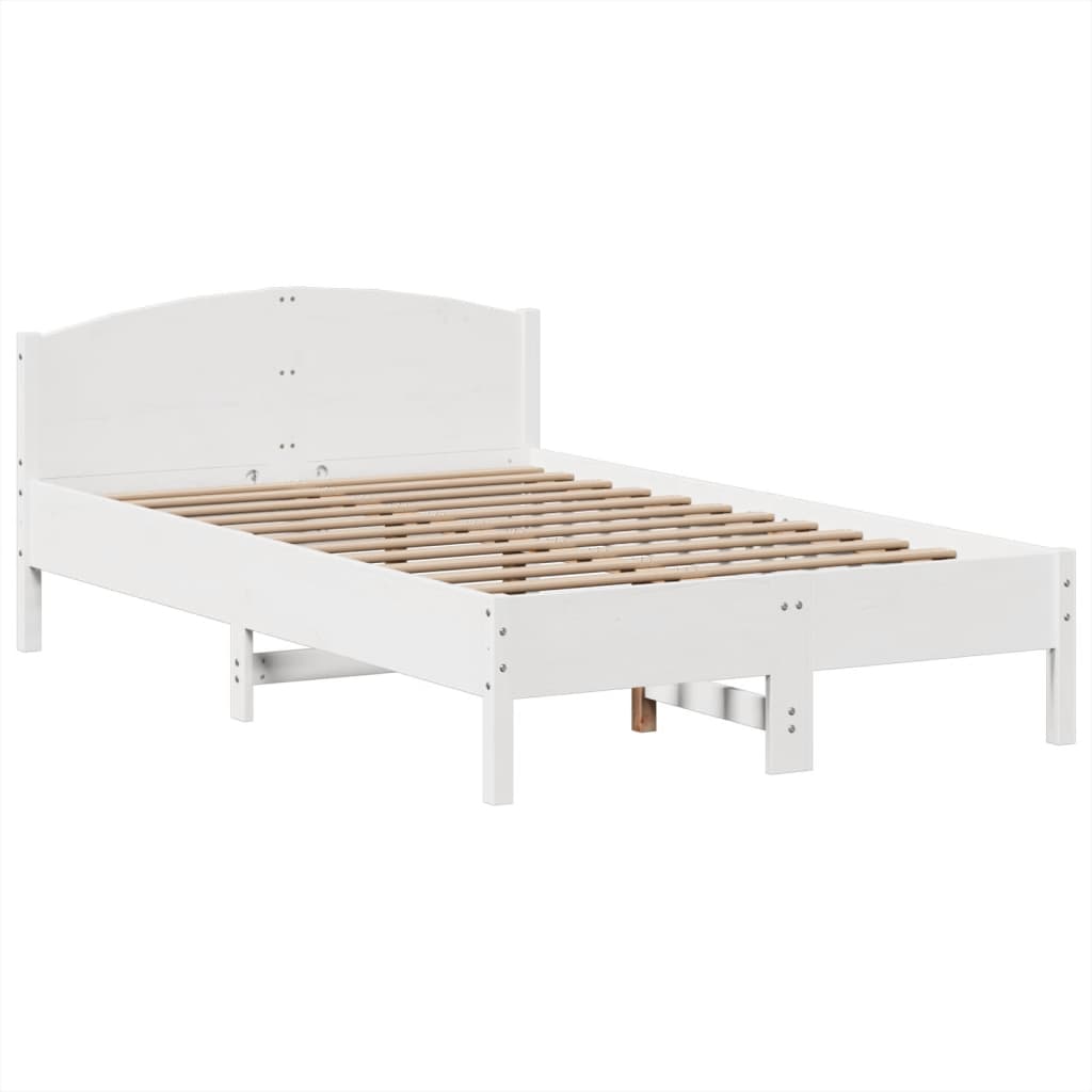 fehér tömör fenyőfa könyvespolcos ágy matrac nélkül 135x190 cm