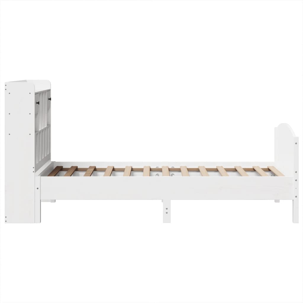 fehér tömör fenyőfa könyvespolcos ágy matrac nélkül 75 x 190 cm