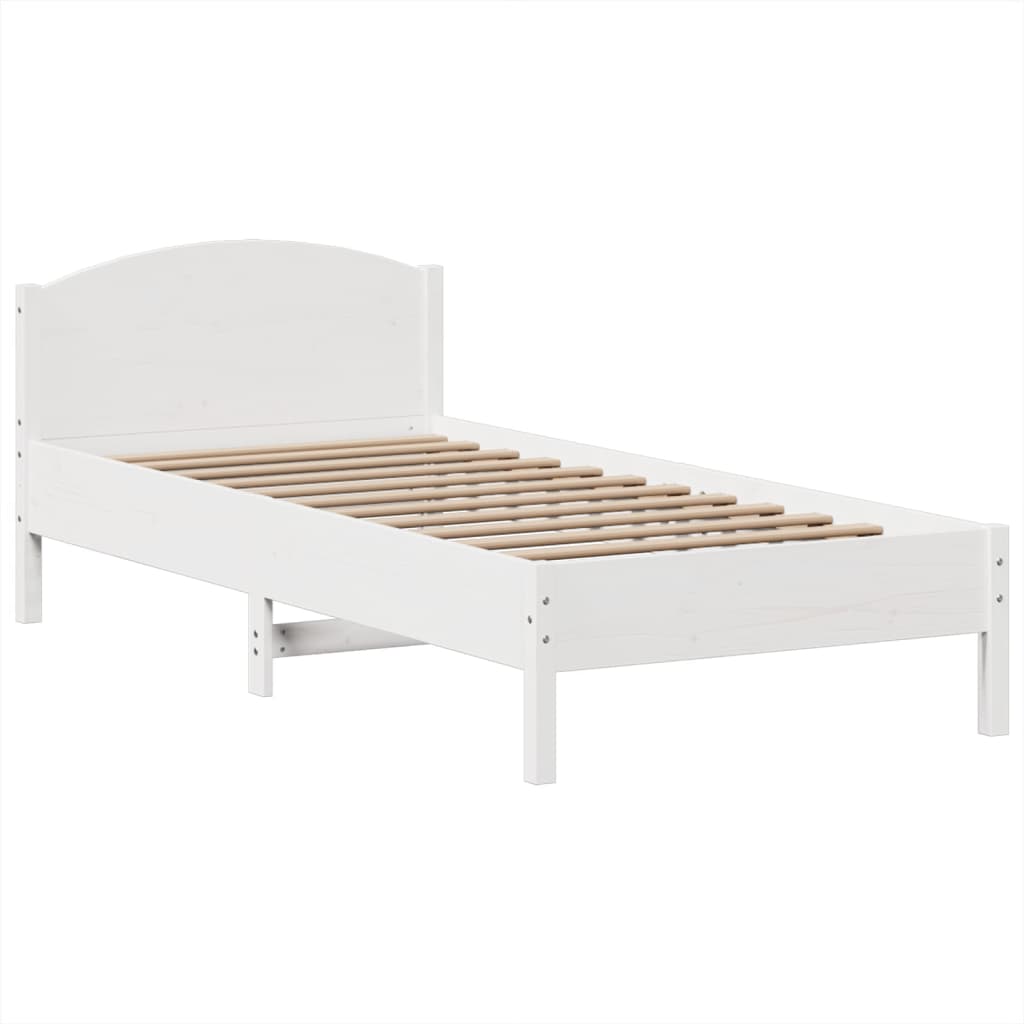 fehér tömör fenyőfa könyvespolcos ágy matrac nélkül 75 x 190 cm