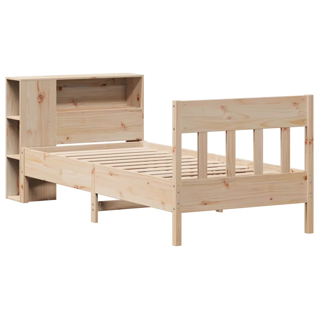 tömör fenyőfa könyvespolcos ágy matrac nélkül 75 x 190 cm