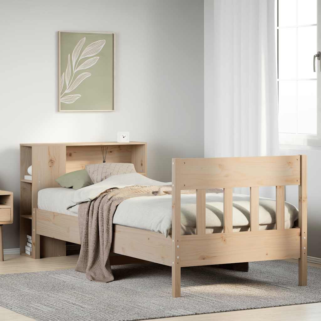 tömör fenyőfa könyvespolcos ágy matrac nélkül 75 x 190 cm