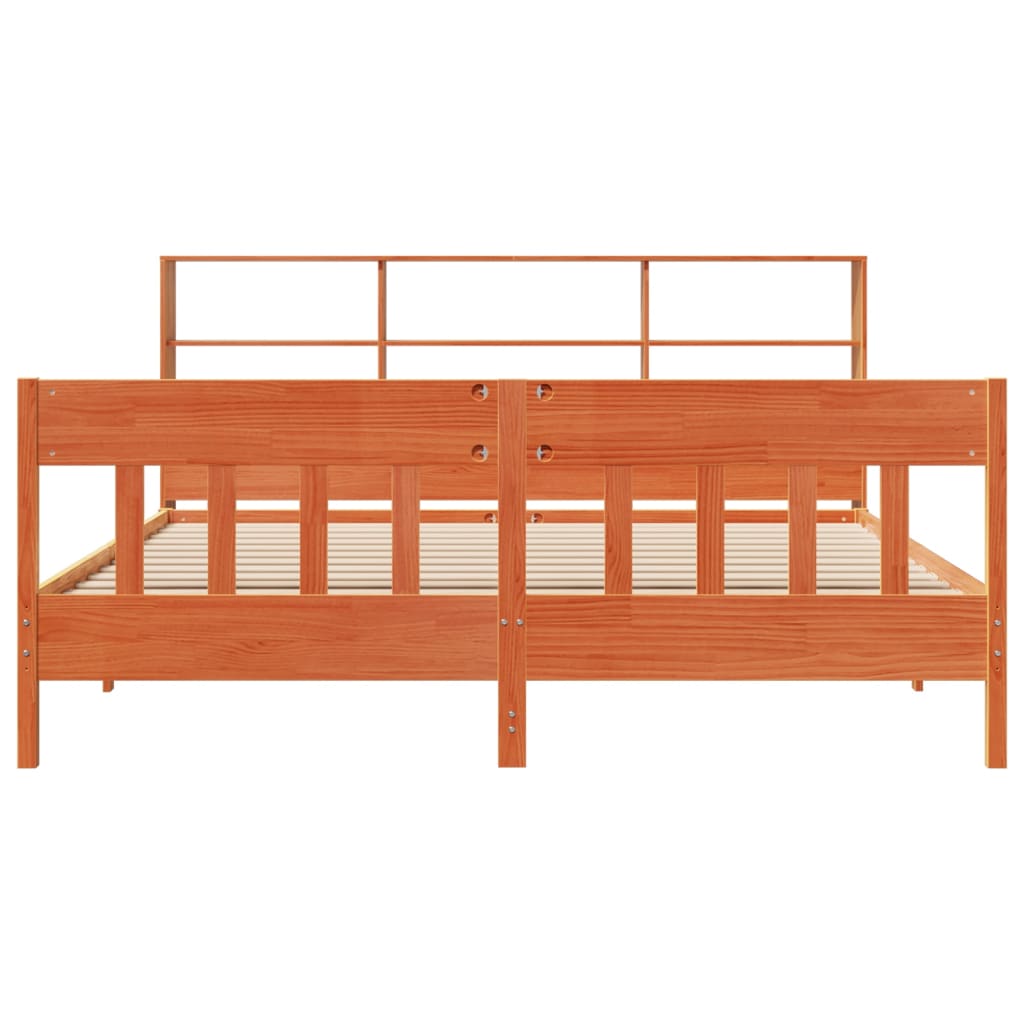 viaszbarna tömör fenyőfa ágy matrac nélkül 200 x 200 cm