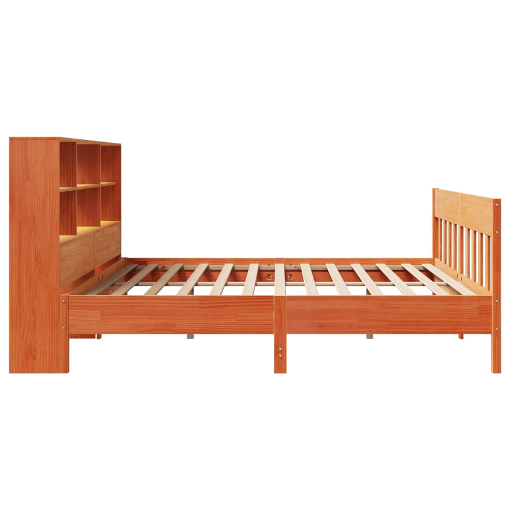 viaszbarna tömör fenyőfa ágy matrac nélkül 200 x 200 cm