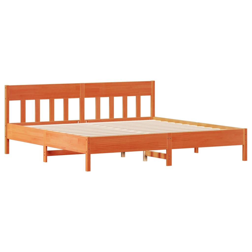 viaszbarna tömör fenyőfa ágy matrac nélkül 180 x 200 cm