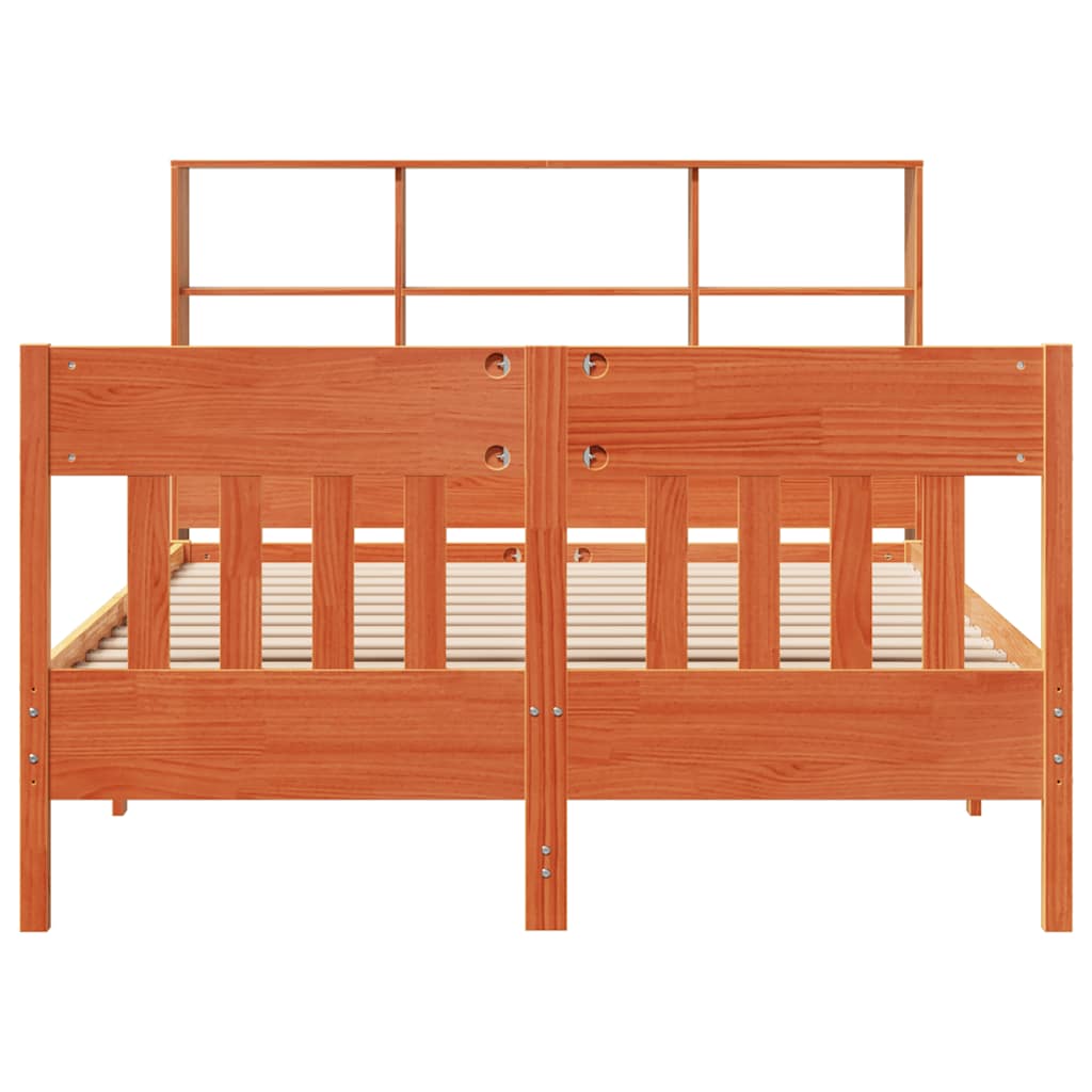 viaszbarna tömör fenyőfa ágy matrac nélkül 150 x 200 cm