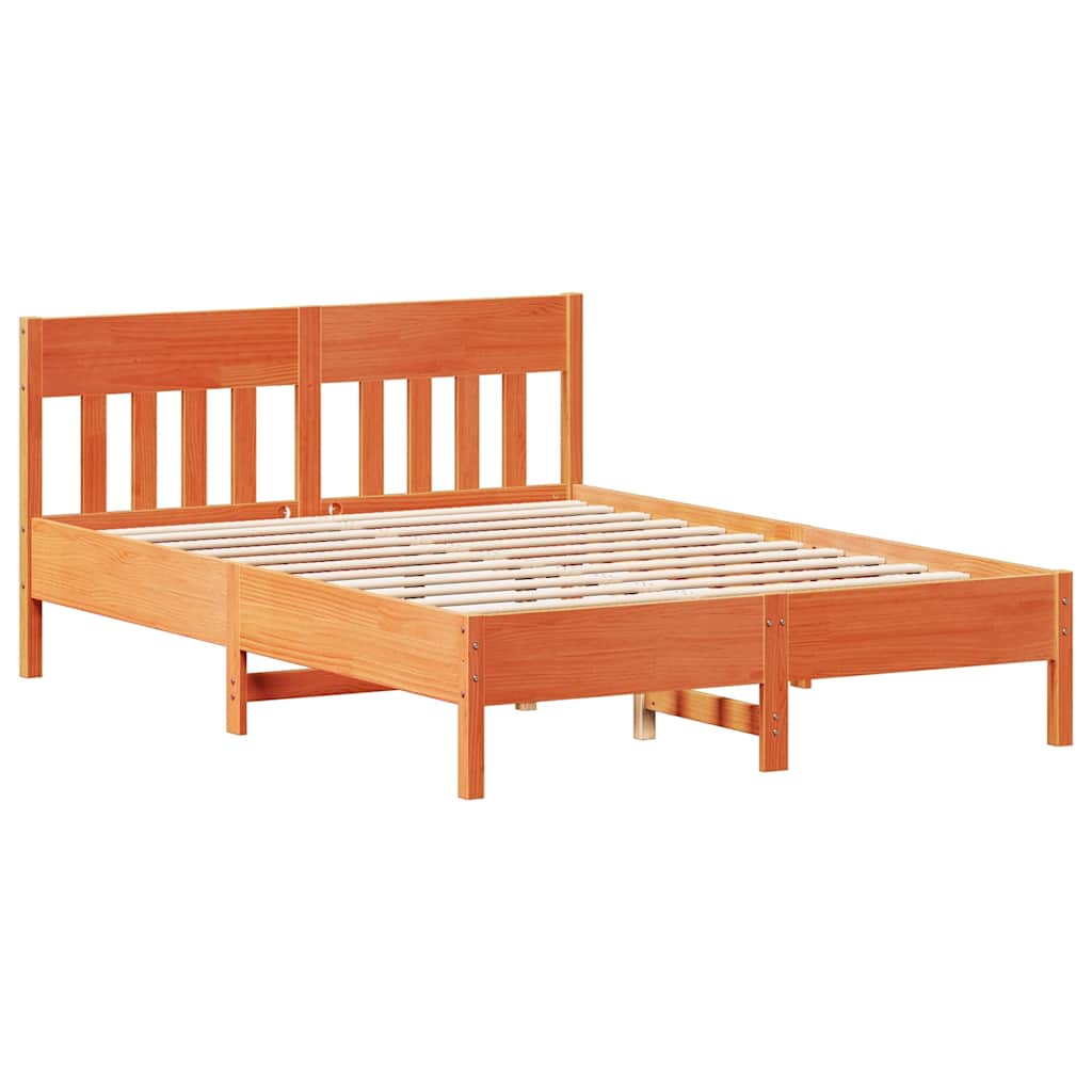 viaszbarna tömör fenyőfa ágy matrac nélkül 150 x 200 cm