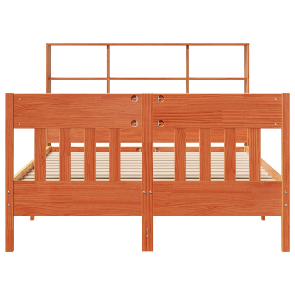 viaszbarna tömör fenyőfa ágy matrac nélkül 135 x 190 cm