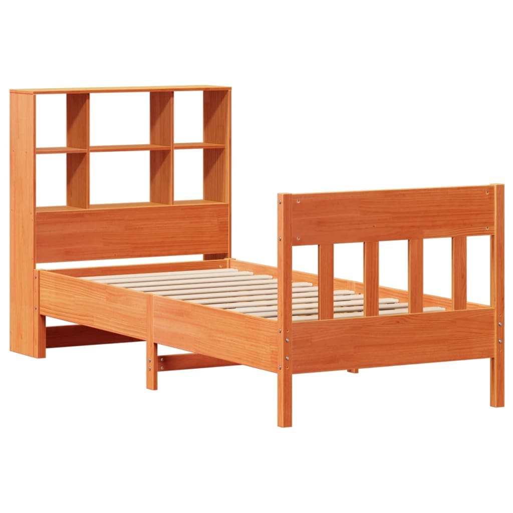 viaszbarna tömör fenyőfa ágy matrac nélkül 75 x 190 cm