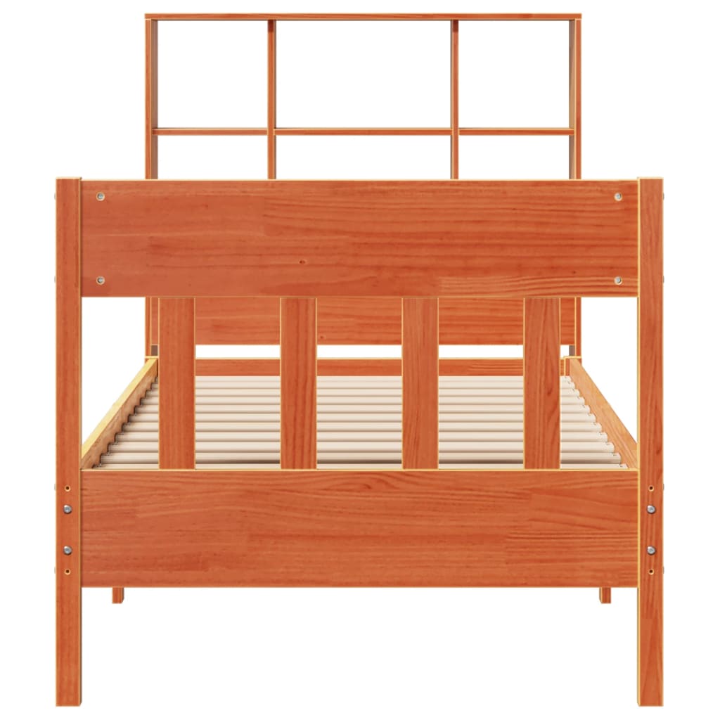 viaszbarna tömör fenyőfa ágy matrac nélkül 75 x 190 cm