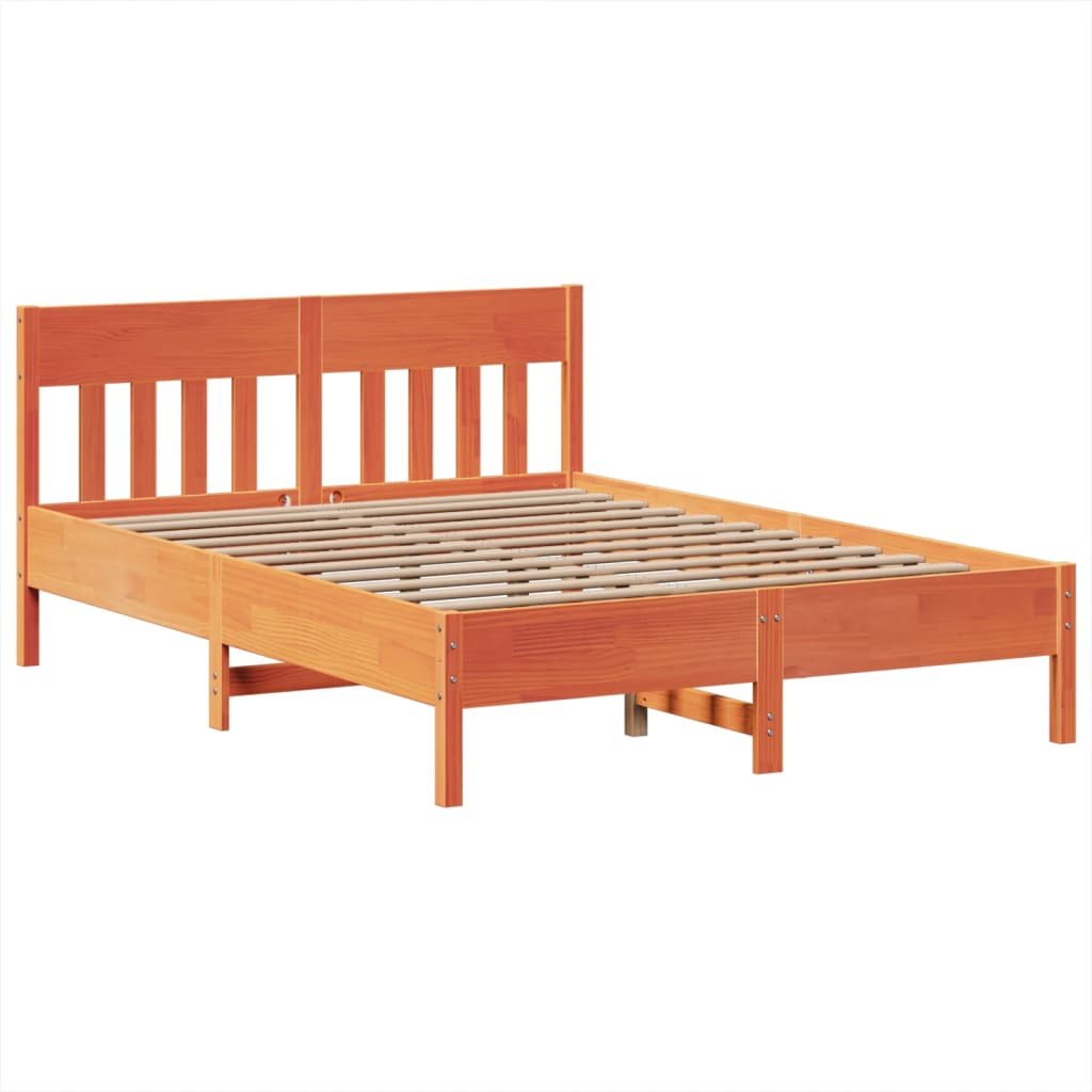 viaszbarna tömör fenyőfa ágy matrac nélkül 160 x 200 cm