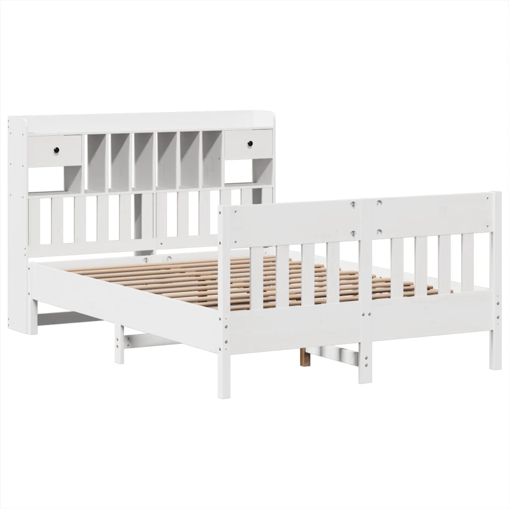 fehér tömör fenyőfa ágy matrac nélkül 150 x 200 cm