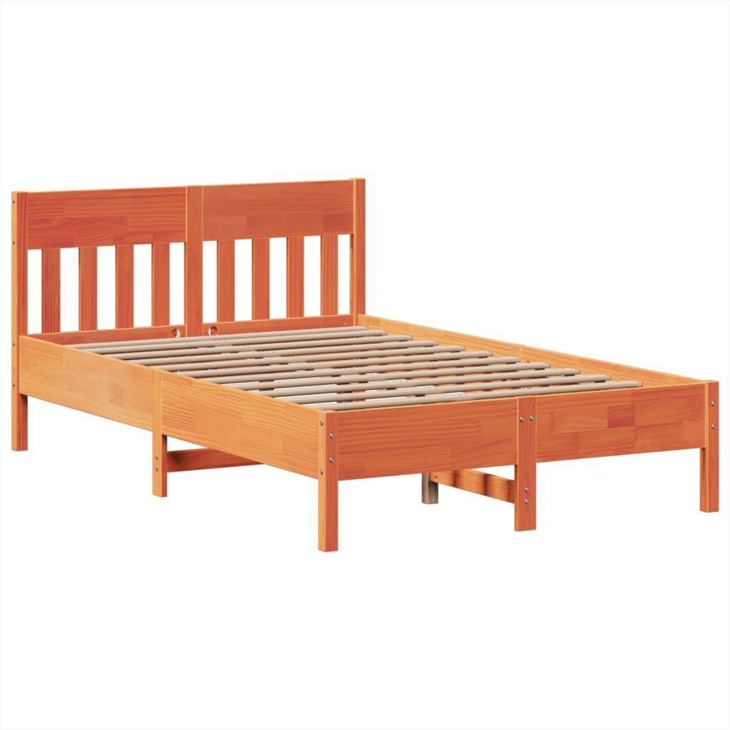 viaszbarna tömör fenyőfa ágy matrac nélkül 135 x 190 cm