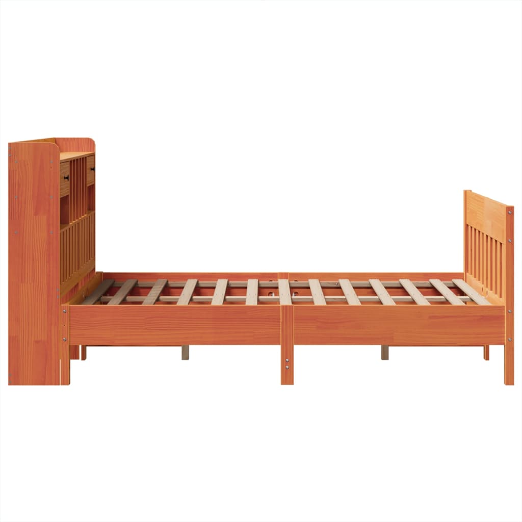 viaszbarna tömör fenyőfa ágy matrac nélkül 135 x 190 cm