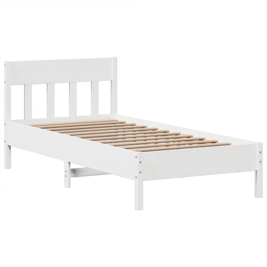 fehér tömör fenyőfa ágy matrac nélkül 75 x 190 cm