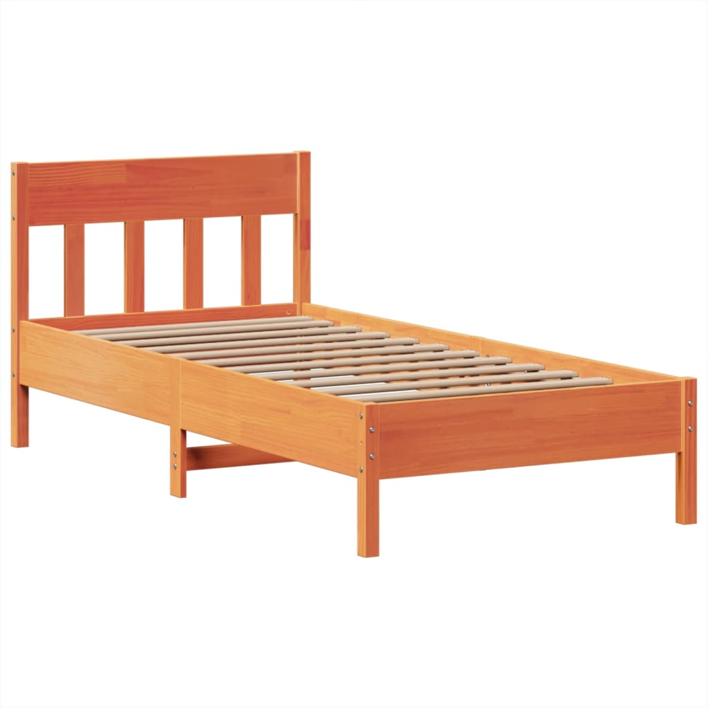 viaszbarna tömör fenyőfa ágy matrac nélkül 75 x 190 cm
