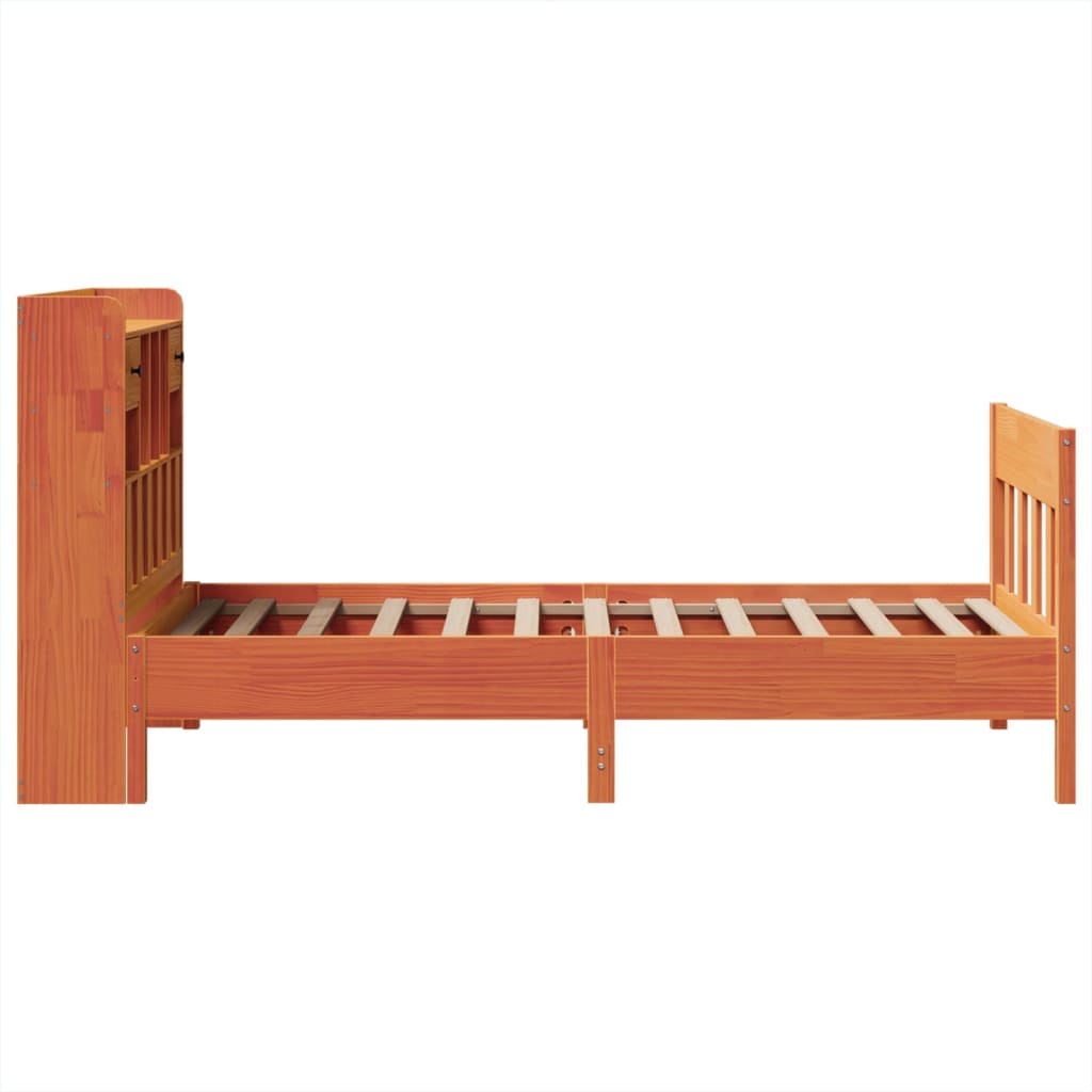 viaszbarna tömör fenyőfa ágy matrac nélkül 75 x 190 cm