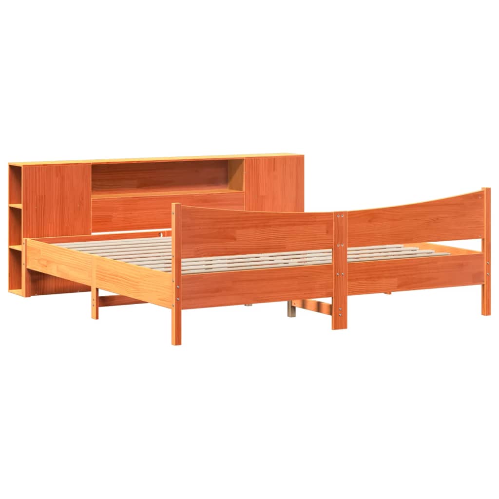viaszbarna tömör fenyőfa ágy matrac nélkül 180 x 200 cm