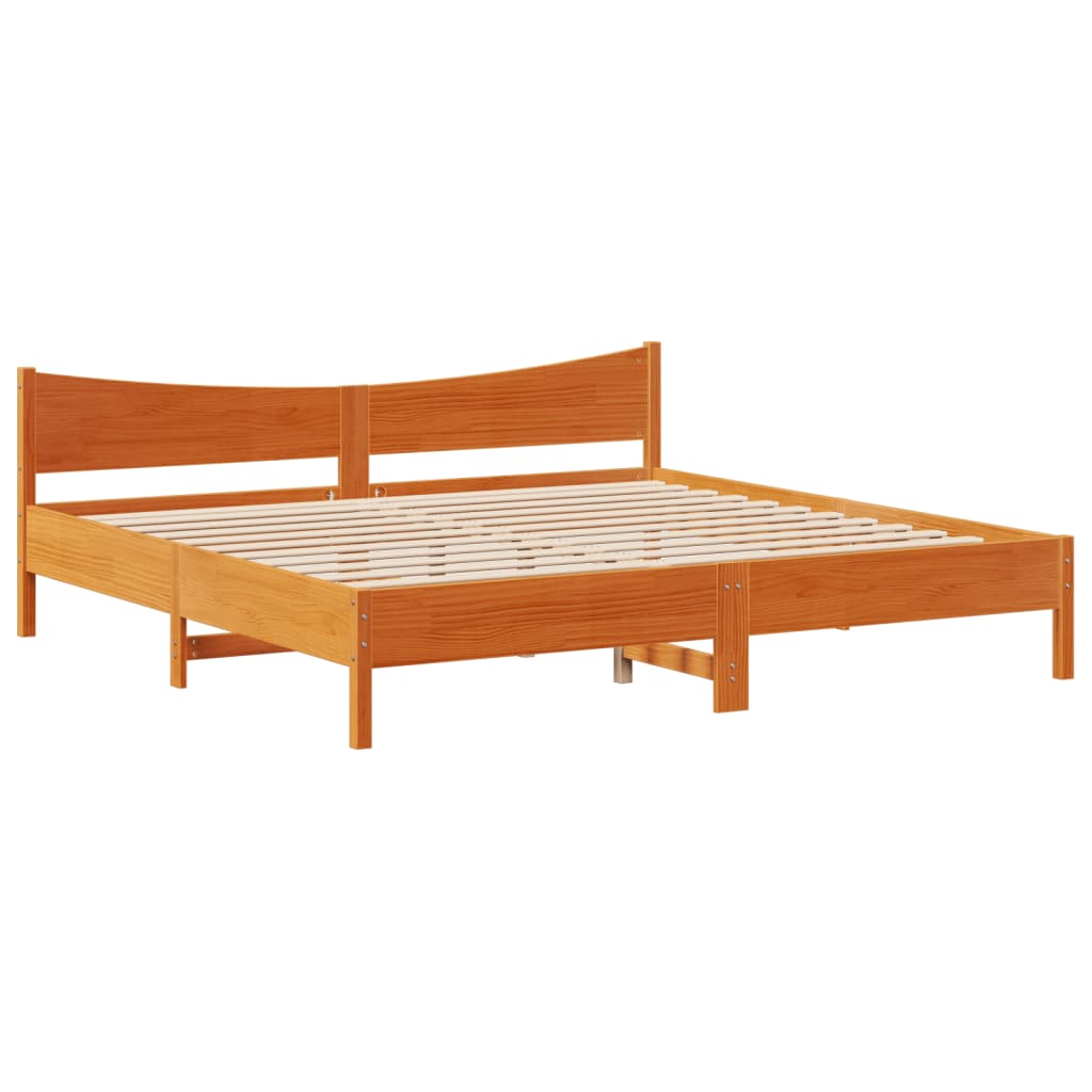 viaszbarna tömör fenyőfa ágy matrac nélkül 180 x 200 cm