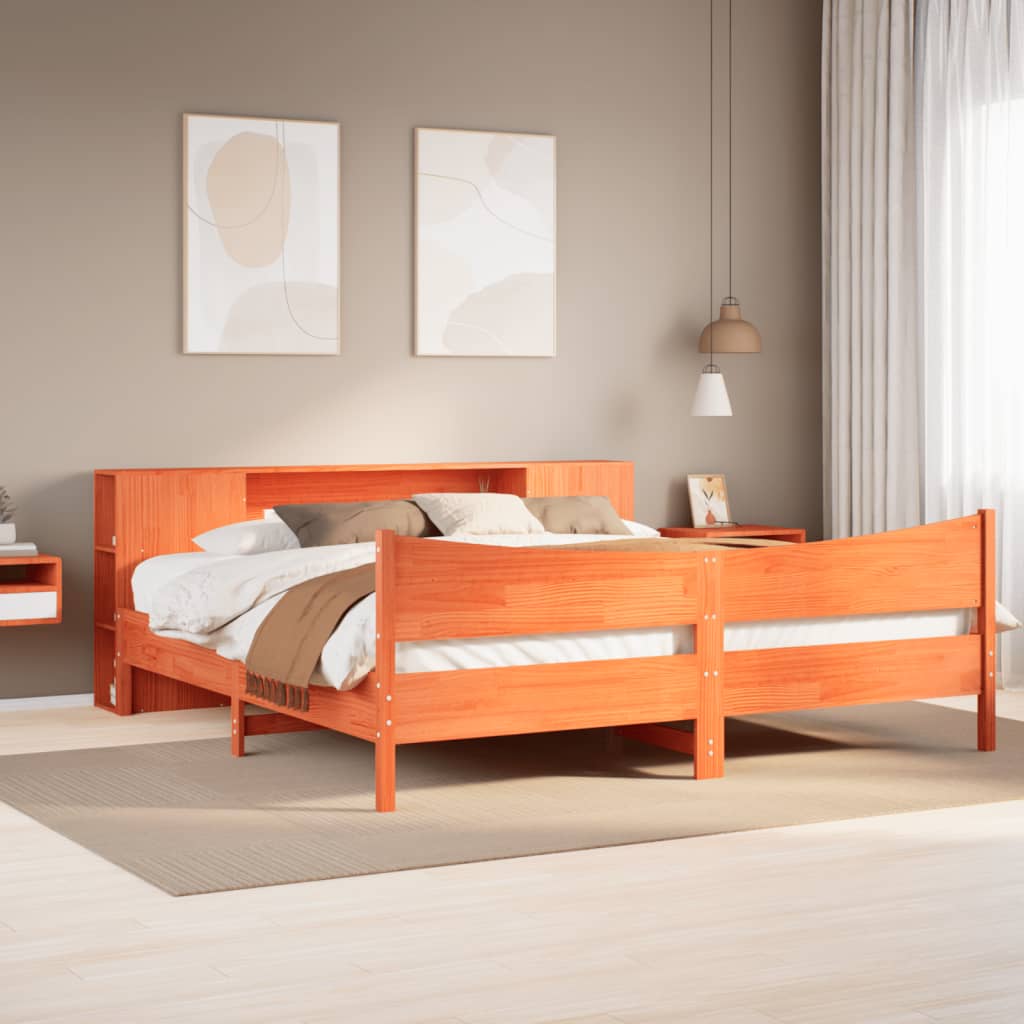viaszbarna tömör fenyőfa ágy matrac nélkül 180 x 200 cm