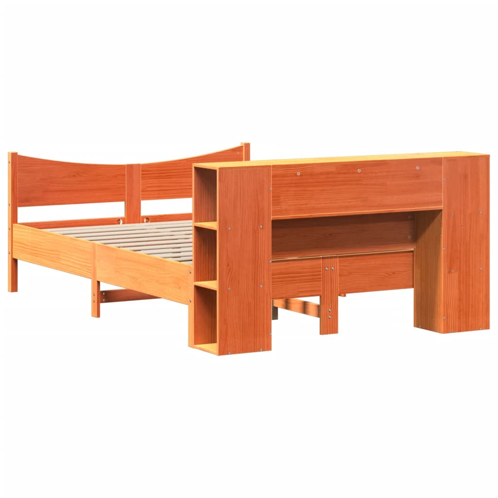 viaszbarna tömör fenyőfa ágy matrac nélkül 150 x 200 cm