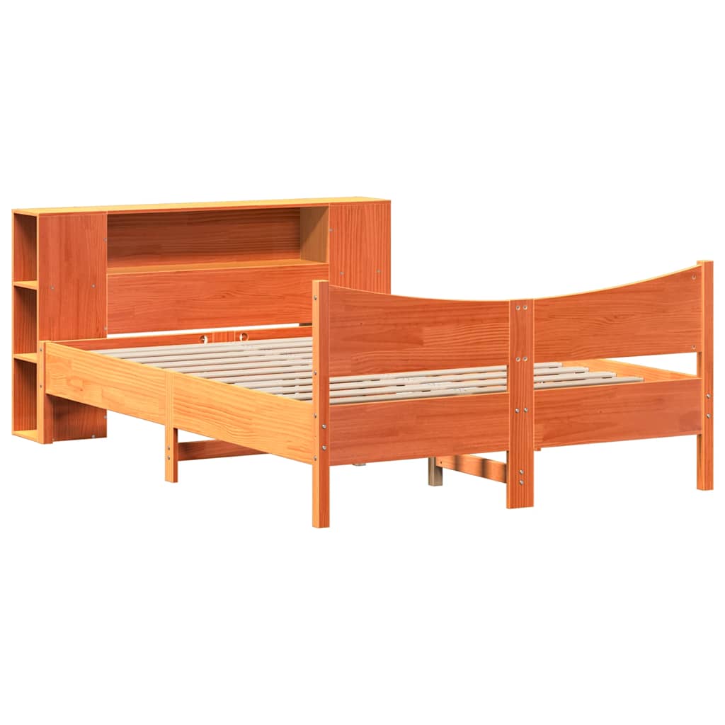 viaszbarna tömör fenyőfa ágy matrac nélkül 135 x 190 cm