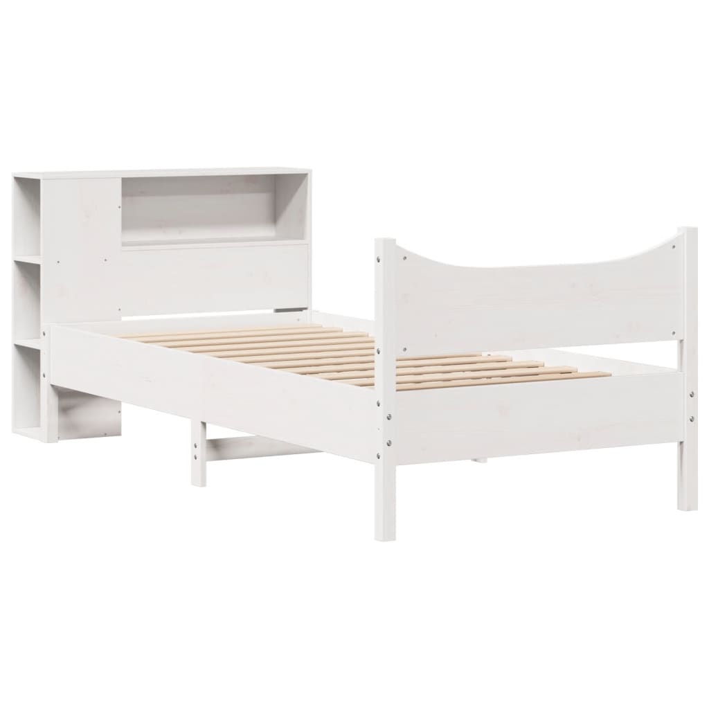 fehér tömör fenyőfa ágy matrac nélkül 75 x 190 cm