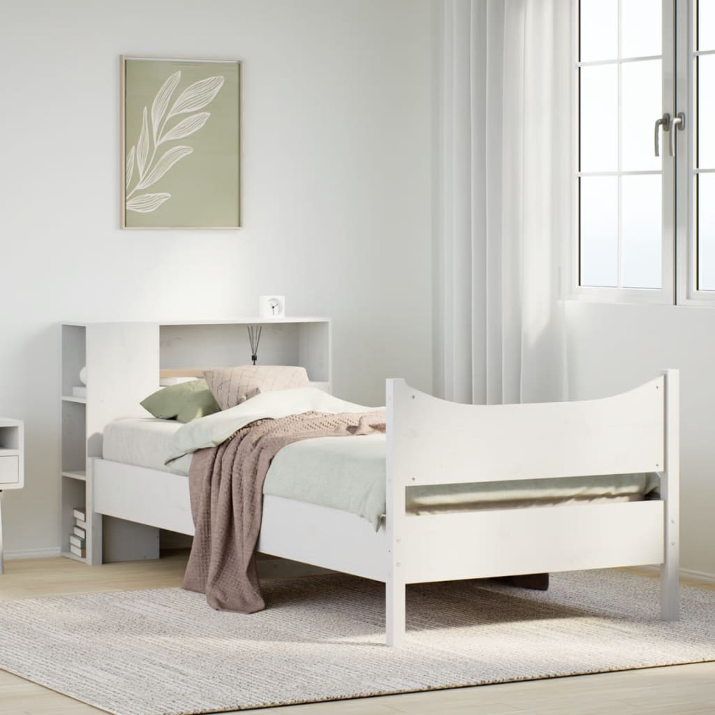 fehér tömör fenyőfa ágy matrac nélkül 75 x 190 cm