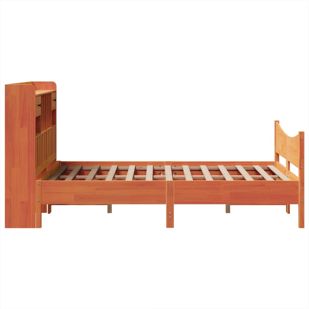 viaszbarna tömör fenyőfa ágy matrac nélkül 135 x 190 cm