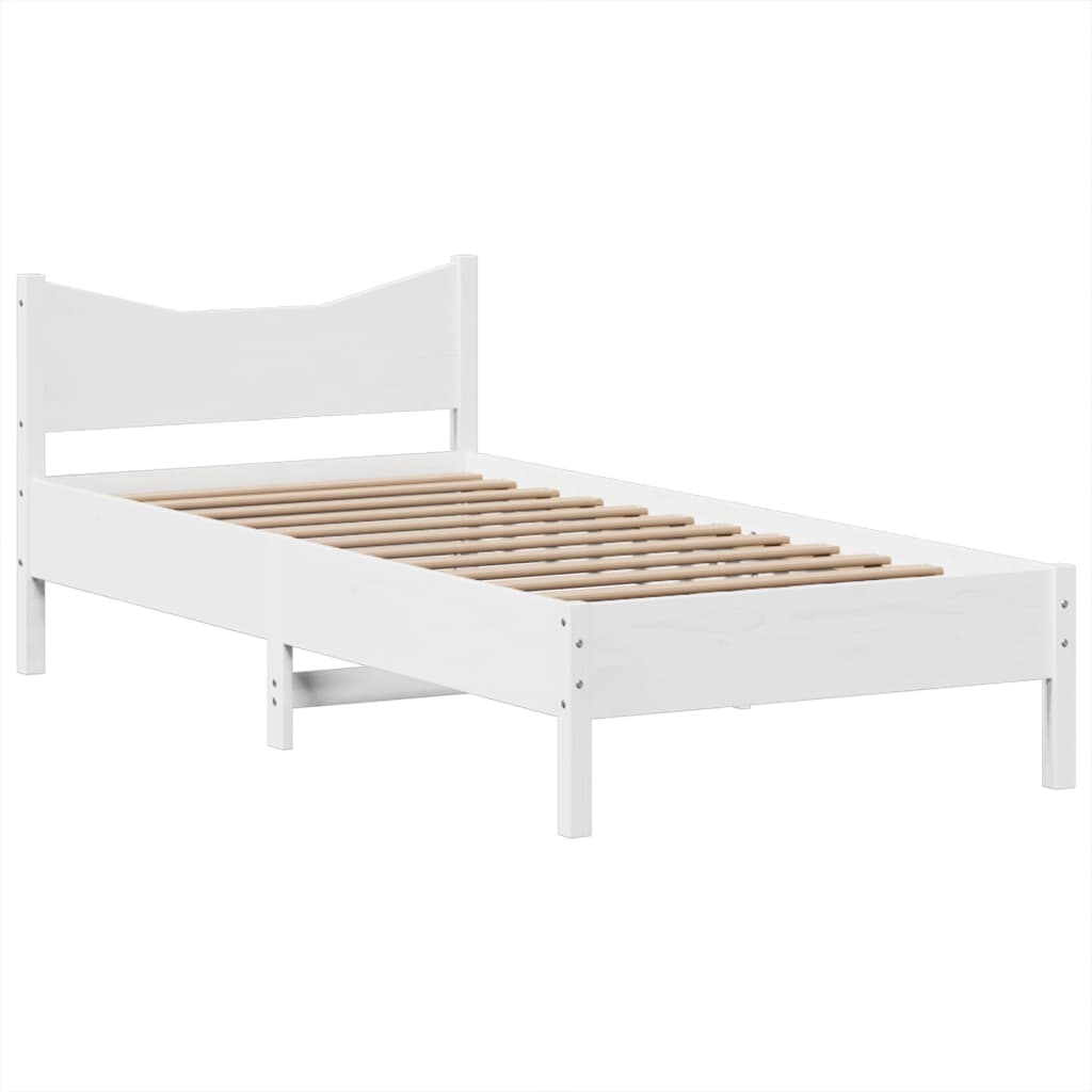 fehér tömör fenyőfa ágy matrac nélkül 75 x 190 cm