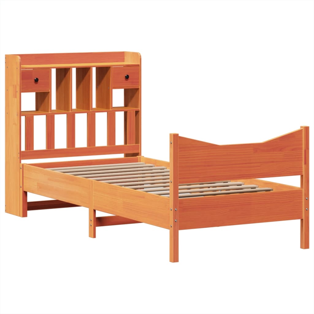viaszbarna tömör fenyőfa ágy matrac nélkül 75 x 190 cm