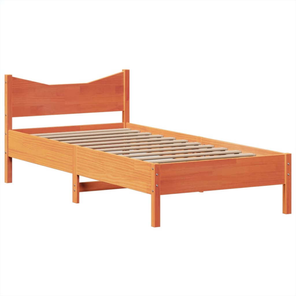 viaszbarna tömör fenyőfa ágy matrac nélkül 75 x 190 cm