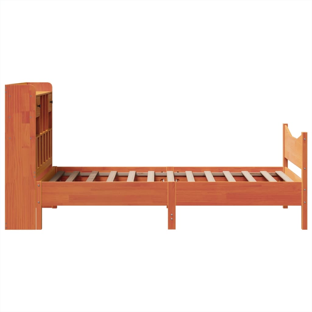 viaszbarna tömör fenyőfa ágy matrac nélkül 75 x 190 cm