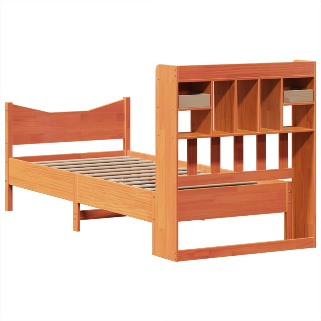viaszbarna tömör fenyőfa ágy matrac nélkül 75 x 190 cm
