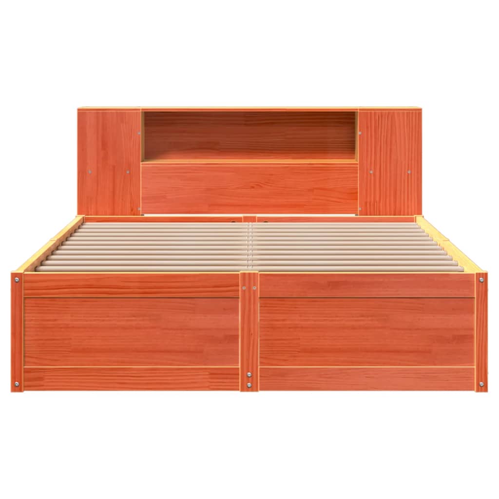 viaszbarna tömör fenyőfa ágy matrac nélkül 140 x 190 cm