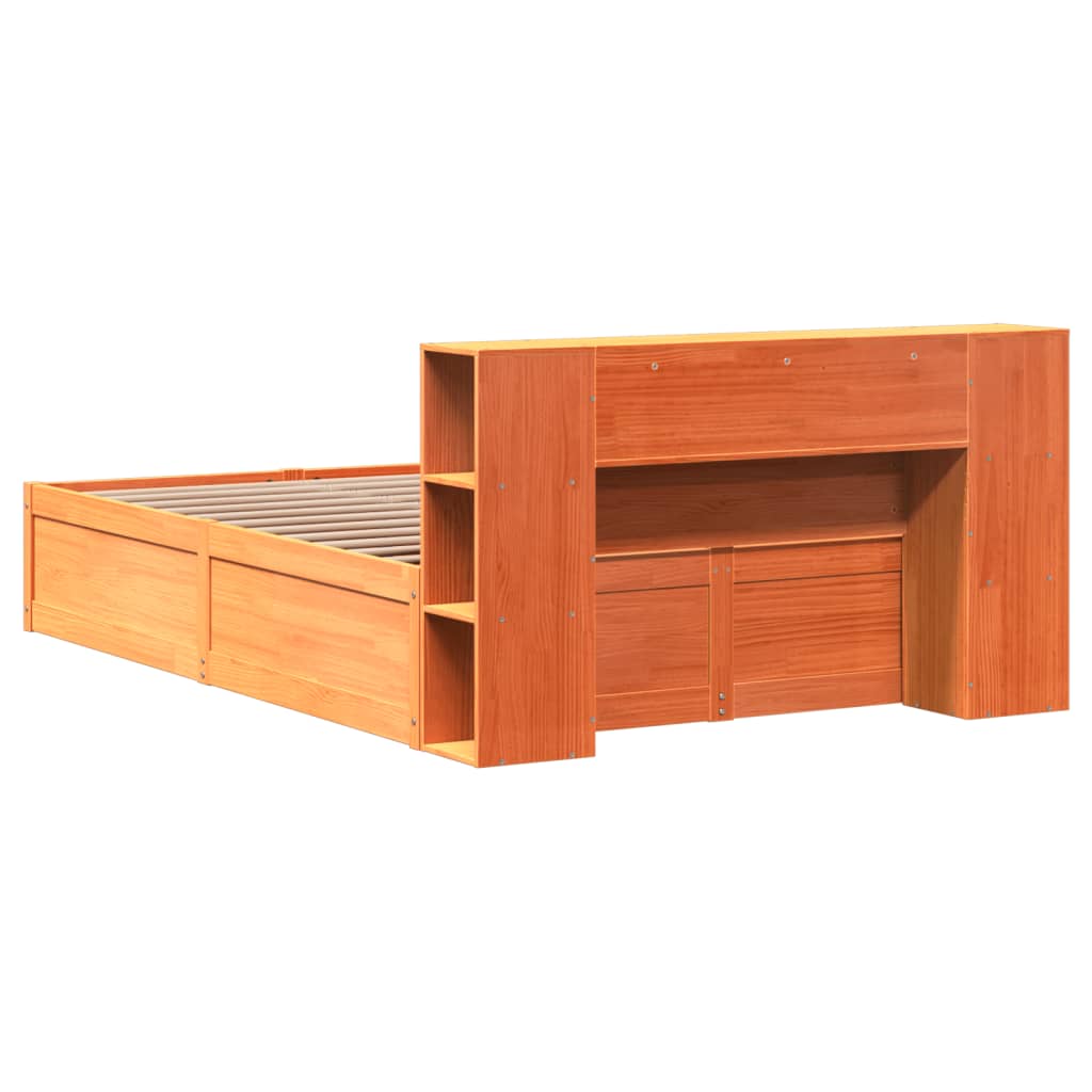 viaszbarna tömör fenyőfa ágy matrac nélkül 135 x 190 cm