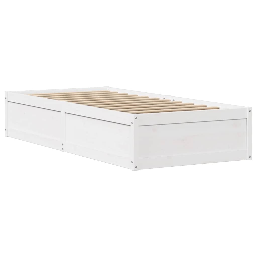 fehér tömör fenyőfa ágy matrac nélkül 75 x 190 cm