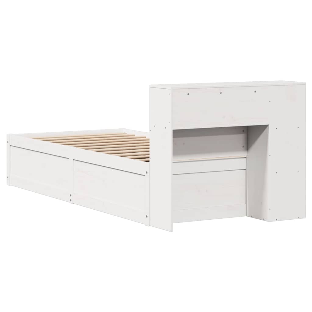 fehér tömör fenyőfa ágy matrac nélkül 75 x 190 cm