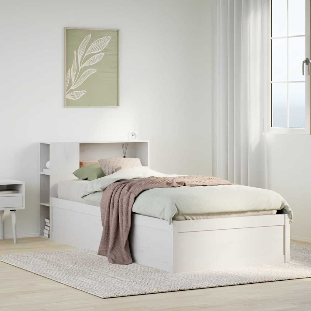 fehér tömör fenyőfa ágy matrac nélkül 75 x 190 cm
