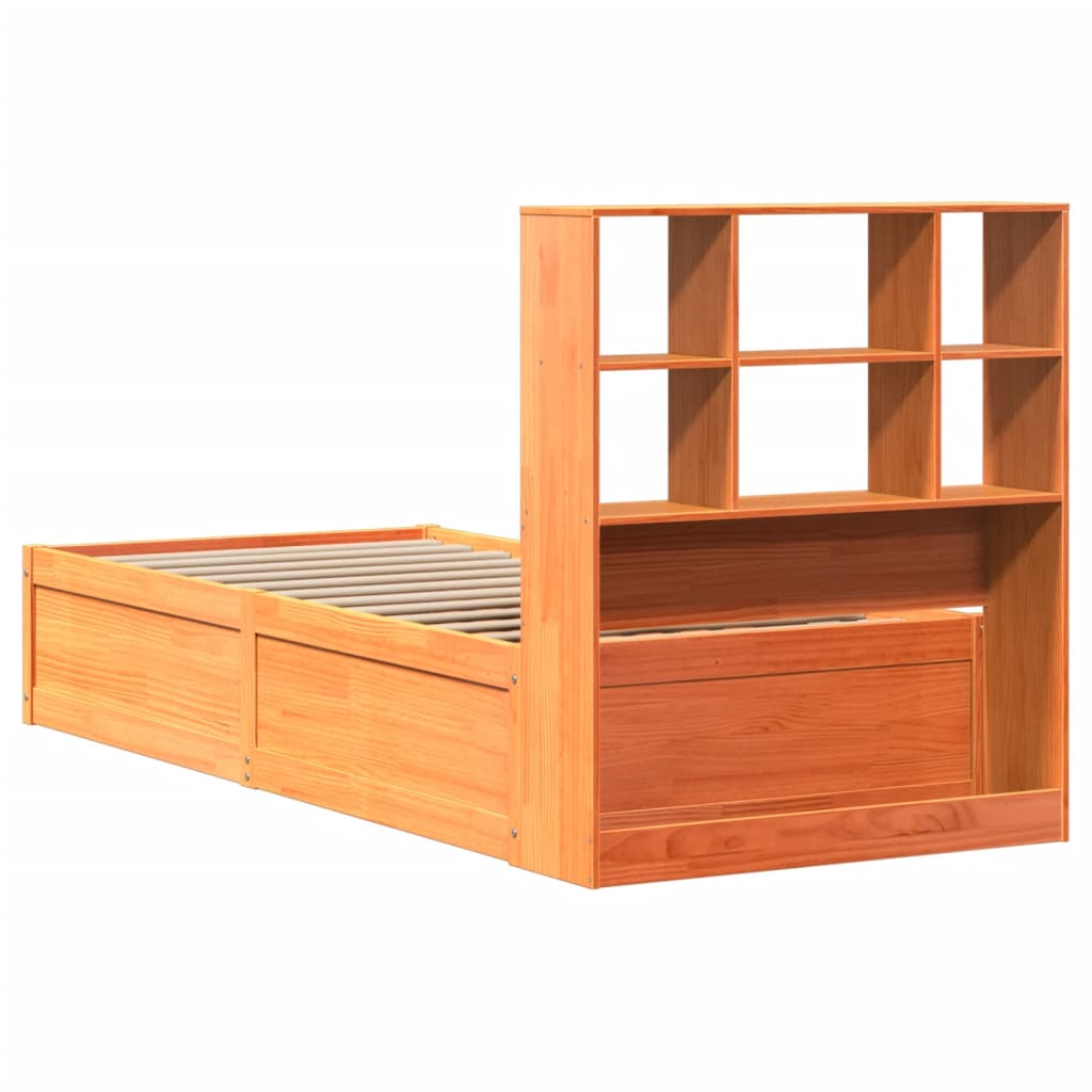 viaszbarna tömör fenyőfa ágy matrac nélkül 100 x 200 cm