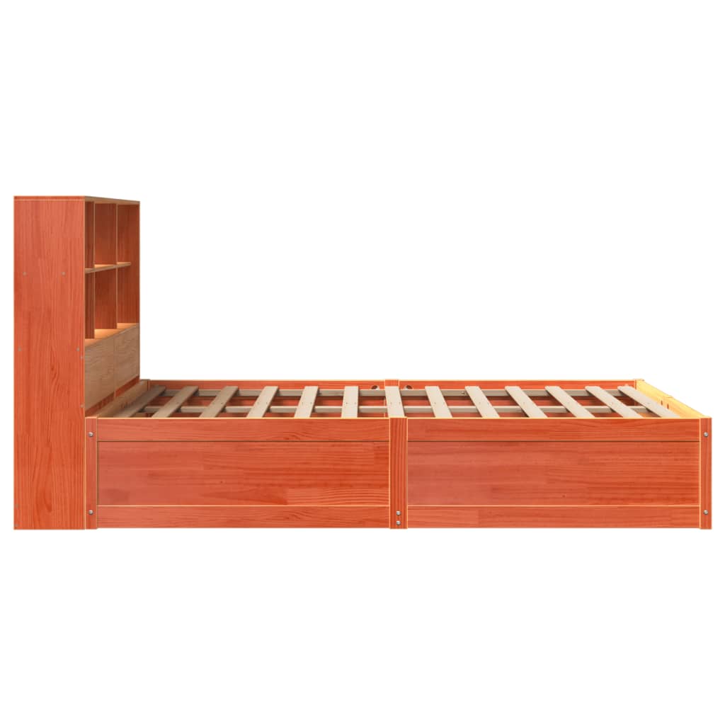 viaszbarna tömör fenyőfa ágy matrac nélkül 140 x 190 cm