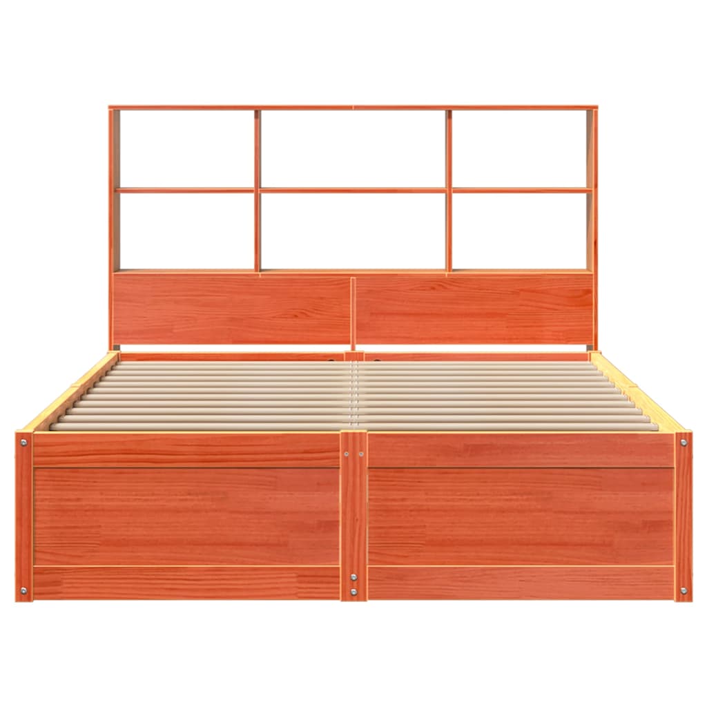 viaszbarna tömör fenyőfa ágy matrac nélkül 135 x 190 cm