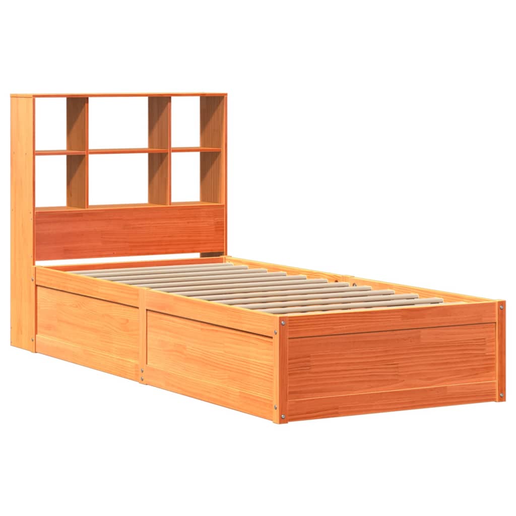 viaszbarna tömör fenyőfa ágy matrac nélkül 75 x 190 cm