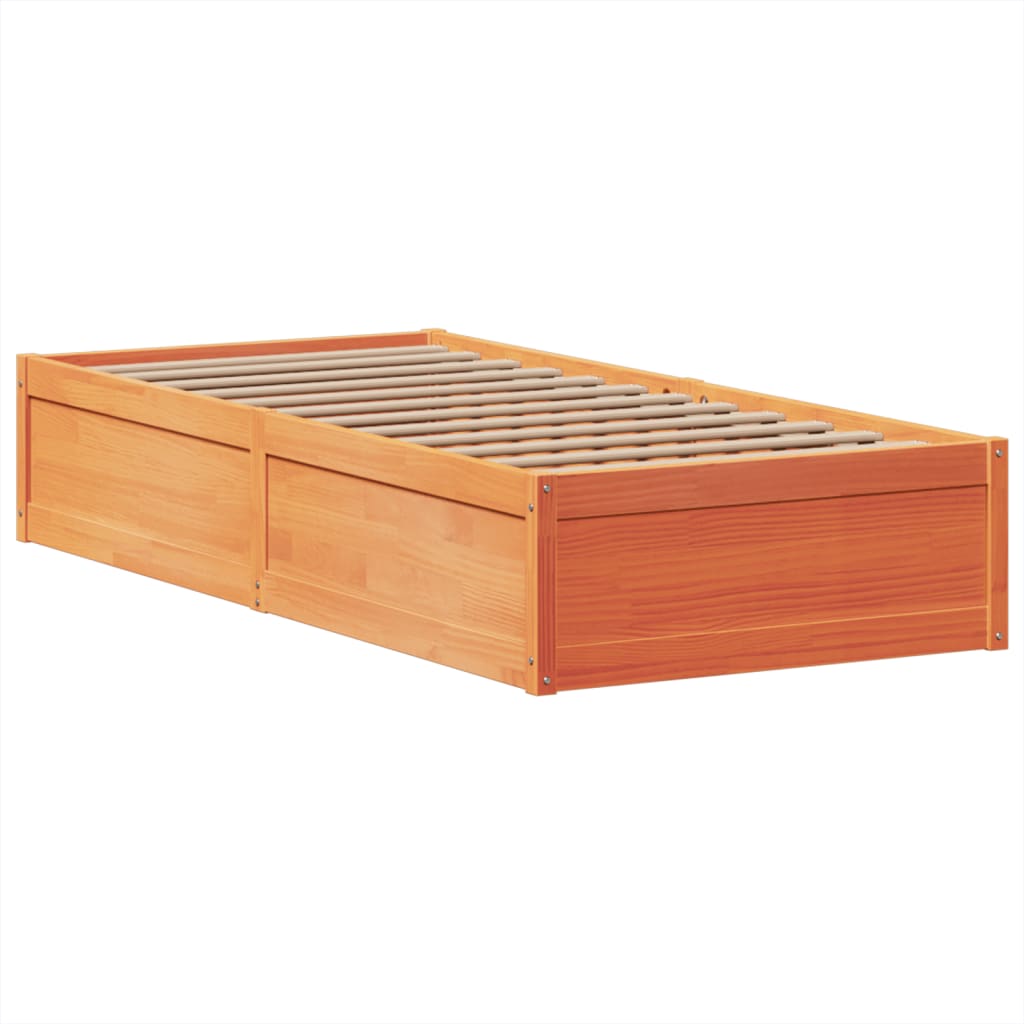 viaszbarna tömör fenyőfa ágy matrac nélkül 100 x 200 cm