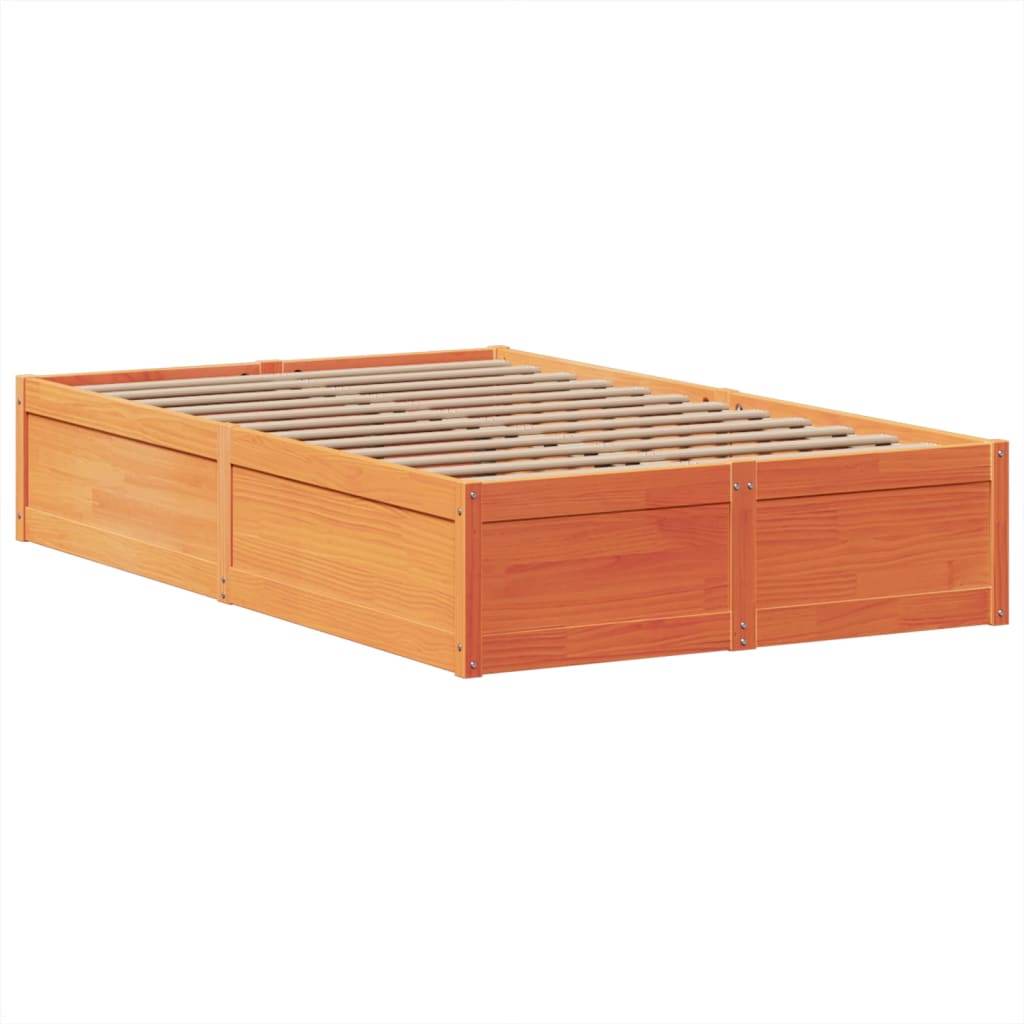 viaszbarna tömör fenyőfa ágy matrac nélkül 135 x 190 cm