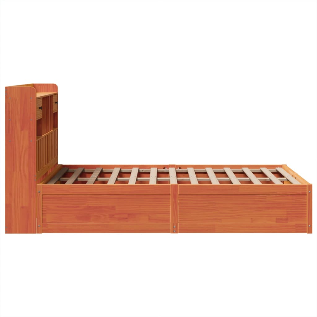 viaszbarna tömör fenyőfa ágy matrac nélkül 135 x 190 cm