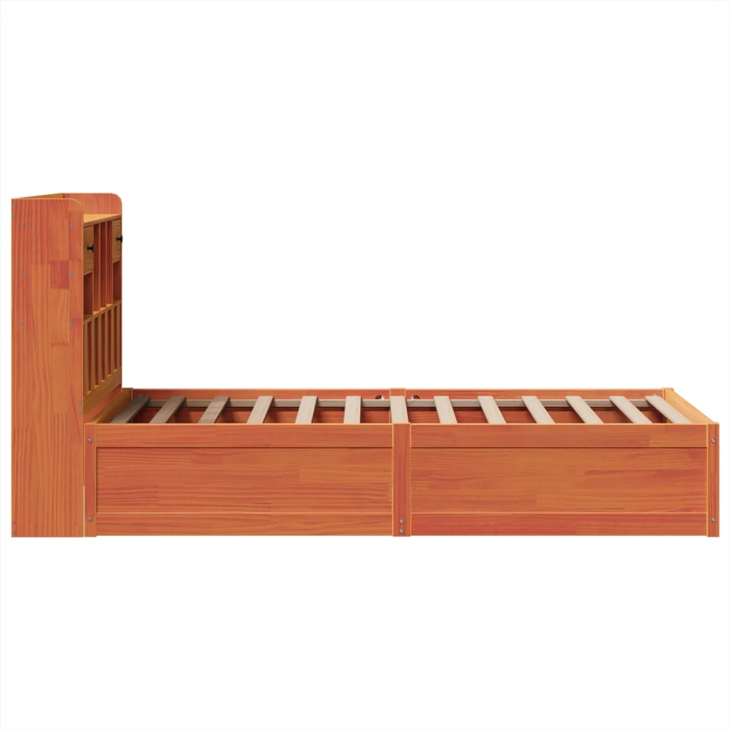 viaszbarna tömör fenyőfa ágy matrac nélkül 75 x 190 cm
