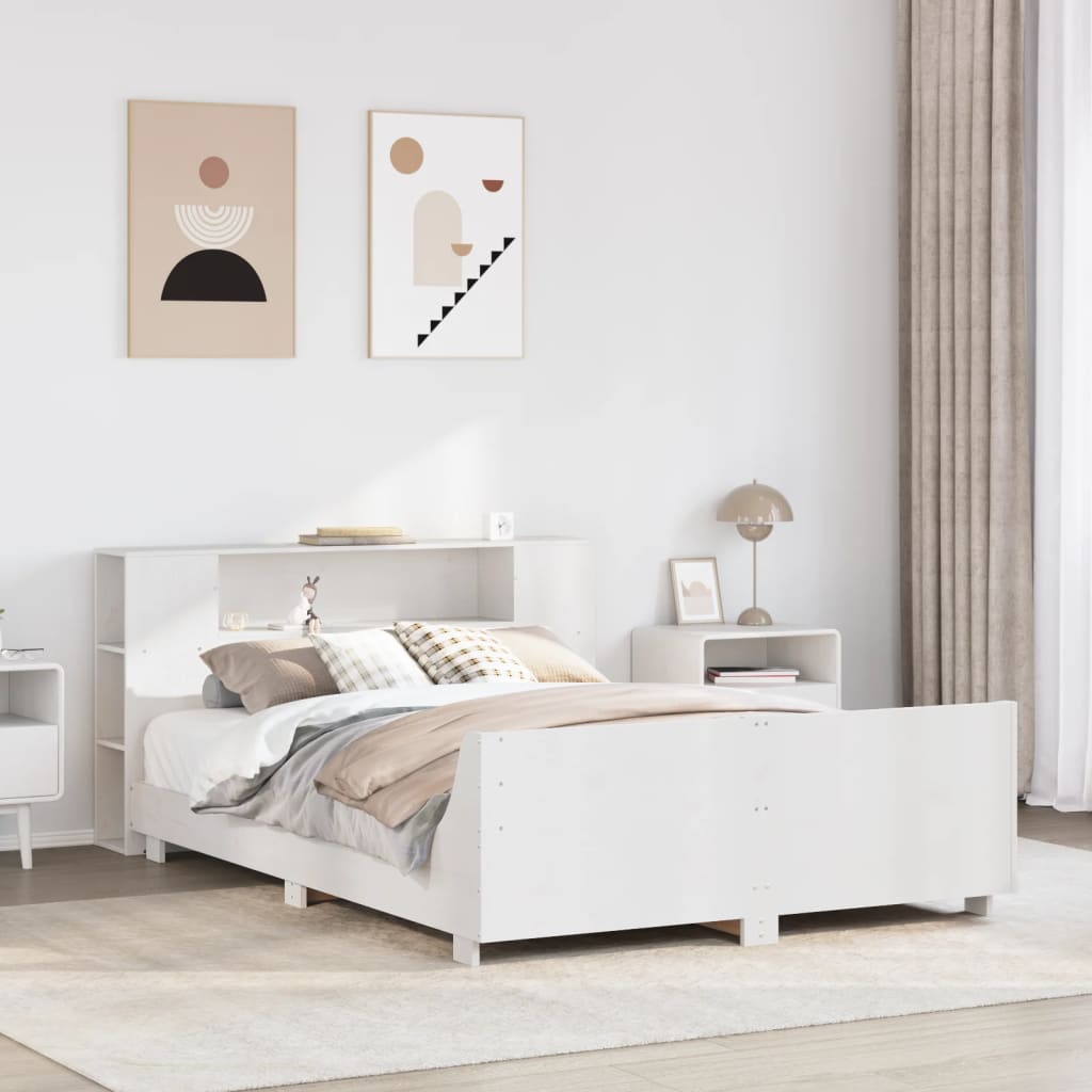 fehér tömör fenyőfa ágy matrac nélkül 150 x 200 cm