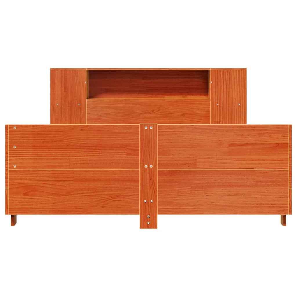 viaszbarna tömör fenyőfa ágy matrac nélkül 140 x 190 cm