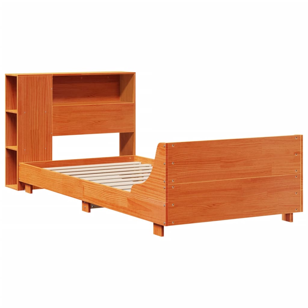 viaszbarna tömör fenyőfa ágy matrac nélkül 100 x 200 cm